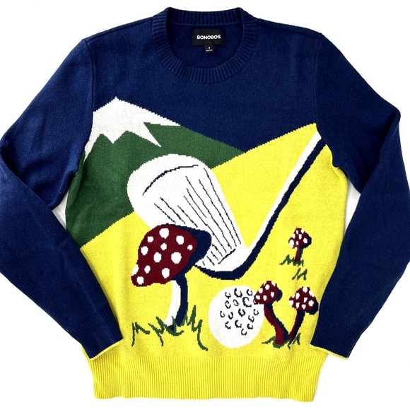 Bonobos Other - Bonobos Mens Putting Scenic Crew Neck Sweater Small Golf Mushroom Wool Alpaca